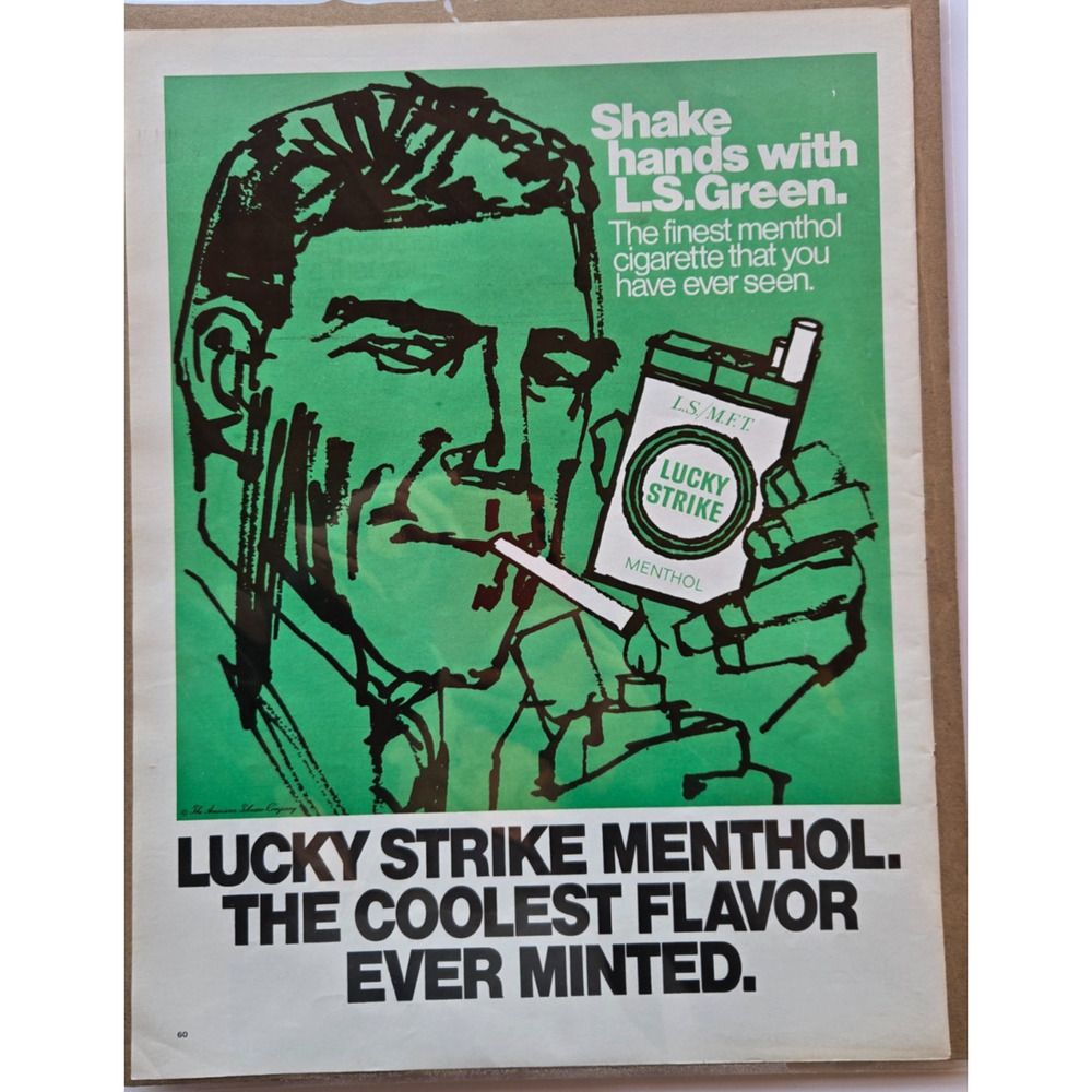 Vintage Lucky Strike Menthol Cigarette Print Ad 1967 Life Magazine